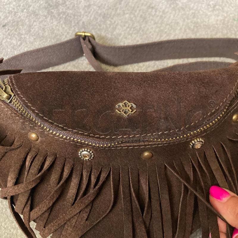 TRACOLLA DONNA MADE IN ITALY MARRONE SCAMOSCIATO FRANGE | Mercatino dell'Usato Carmagnola 2