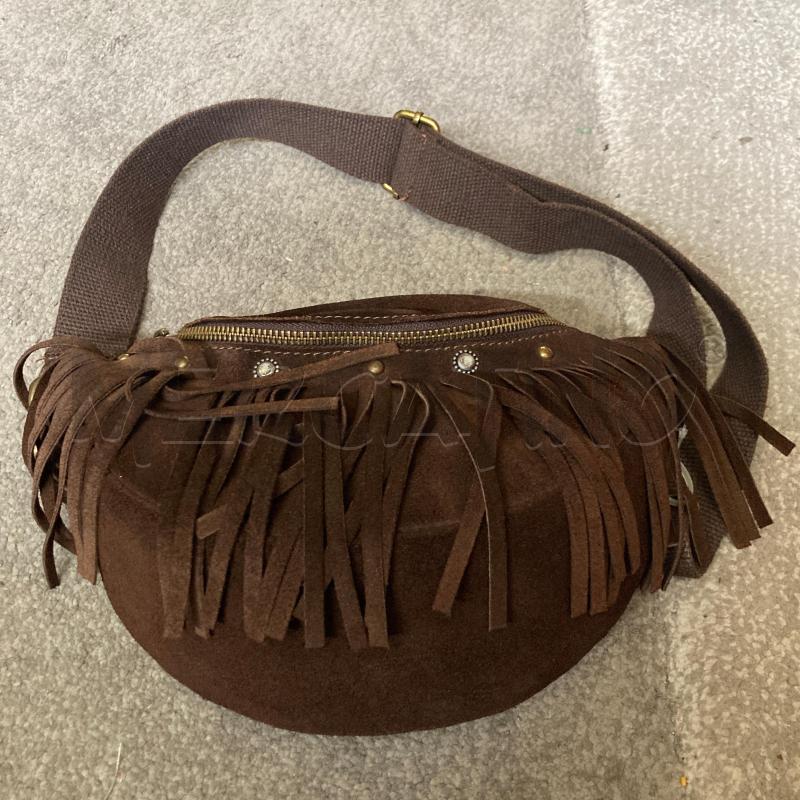 TRACOLLA DONNA MADE IN ITALY MARRONE SCAMOSCIATO FRANGE | Mercatino dell'Usato Carmagnola 3