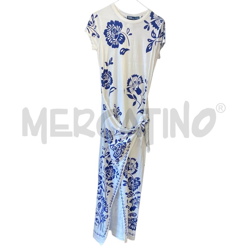 VESTITO DONNA BIANCO LUNGO POLO RALPH LAUREN FIORI BLU  | Mercatino dell'Usato Carmagnola 1