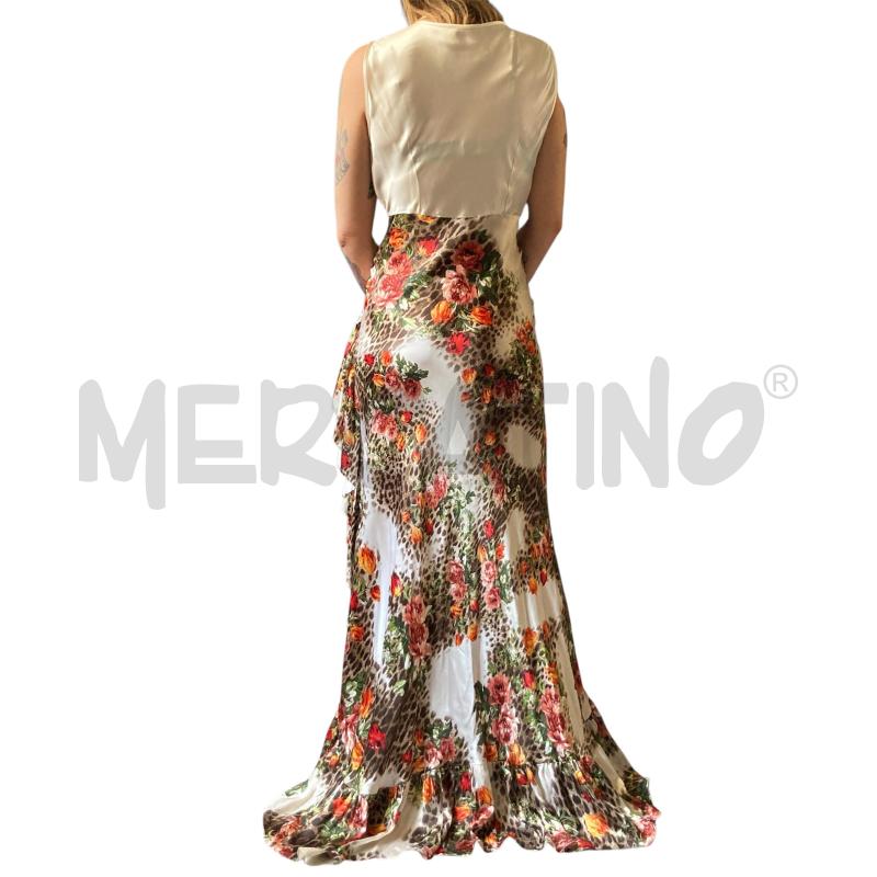 VESTITO DONNA LUNGO SETA AVORIO STAMPA ANIMALIER FIORI  | Mercatino dell'Usato Carmagnola 1