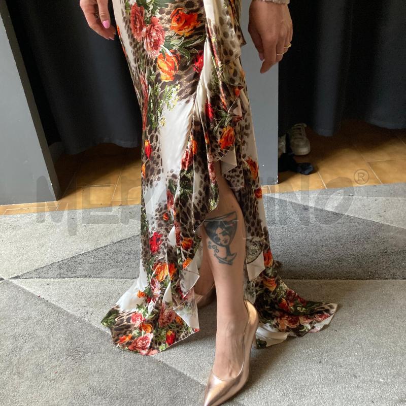VESTITO DONNA LUNGO SETA AVORIO STAMPA ANIMALIER FIORI  | Mercatino dell'Usato Carmagnola 3