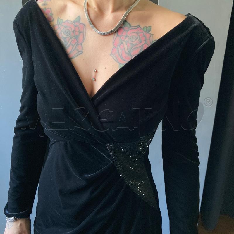 VESTITO DONNA NERO EMPORIO ARMANI STRASS LARI VELLUTO  | Mercatino dell'Usato Carmagnola 2