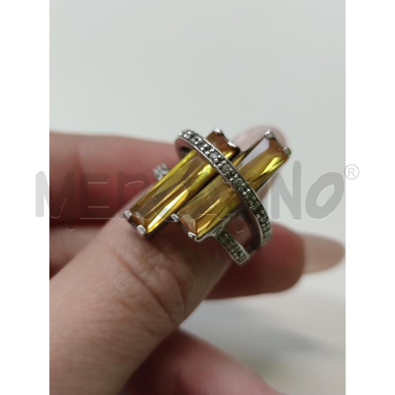 ANELLO DONNA A 2 BAGUETTE GIALLE 2 FASCE ZIRCONCINI | Mercatino dell'Usato Settimo torinese 2