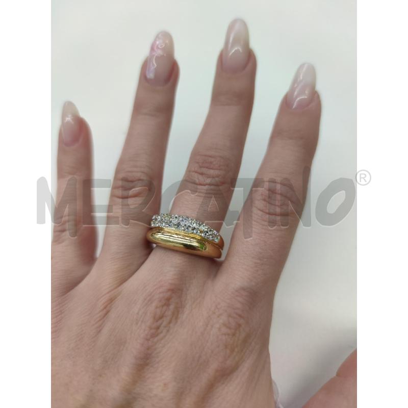 ANELLO DONNA CAMILLE LUCIE DOPPIA FASCIA DORATO ZIRCONCINI | Mercatino dell'Usato Settimo torinese 1