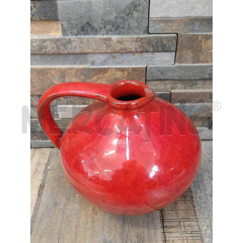 ANFORA CERAMICA SMALTATA ROSSA CON MANICO | Mercatino dell'Usato Settimo torinese 1