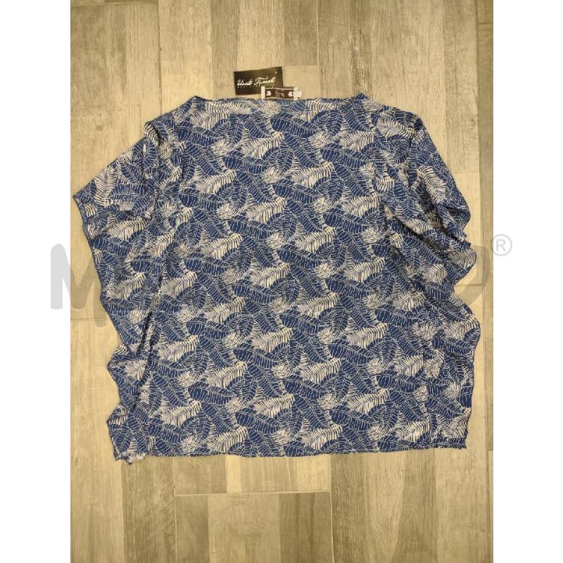 BLUSA DONNA GALLO SETA BLU FOGLIE BIANCHE | Mercatino dell'Usato Settimo torinese 1