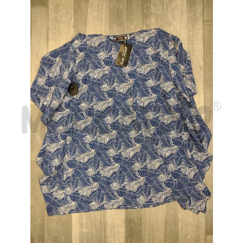 BLUSA DONNA GALLO SETA BLU FOGLIE BIANCHE | Mercatino dell'Usato Settimo torinese 2