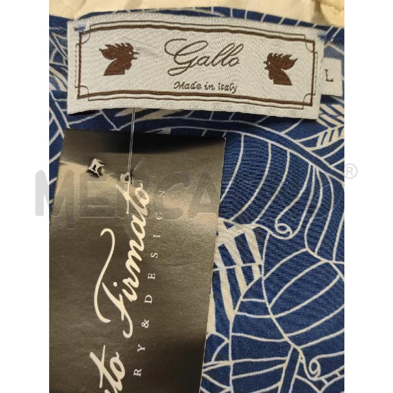 BLUSA DONNA GALLO SETA BLU FOGLIE BIANCHE | Mercatino dell'Usato Settimo torinese 4