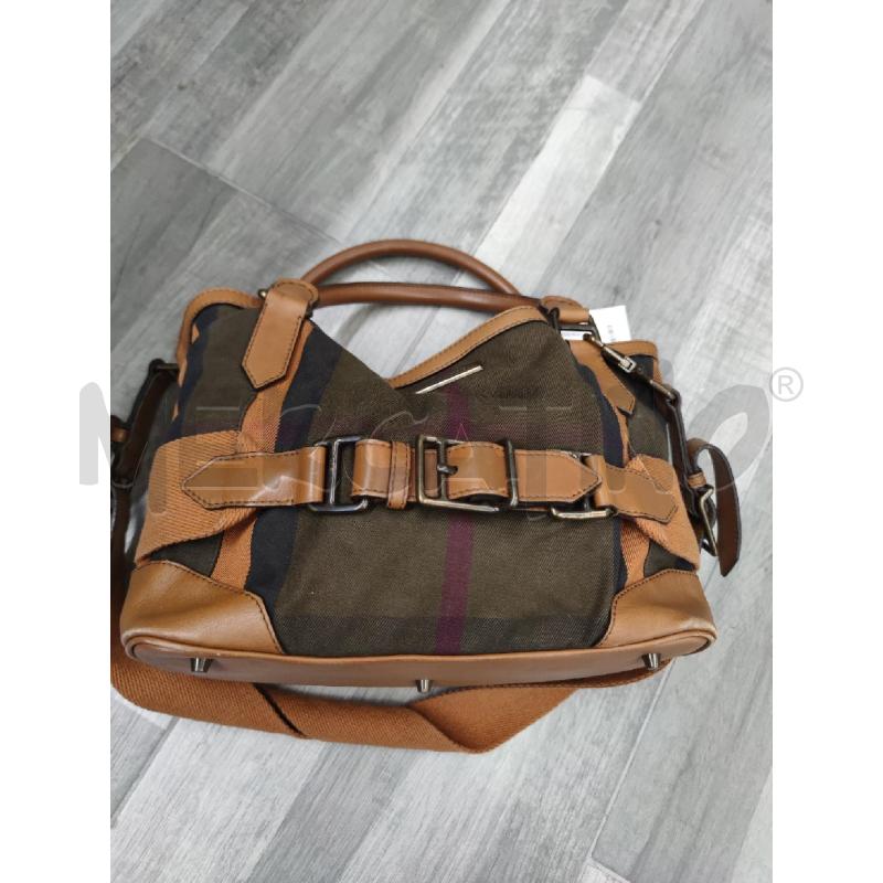 BORSA BURBERRY TELA VERDONE PROFILI PELLE COLOR CAMMELLO | Mercatino dell'Usato Settimo torinese 2