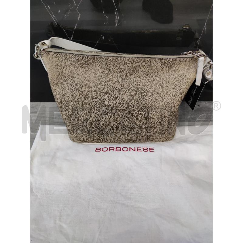 BORSA DONNA BORBONESE PELLE STAMPA TAPIRO BEIGE | Mercatino dell'Usato Settimo torinese 1