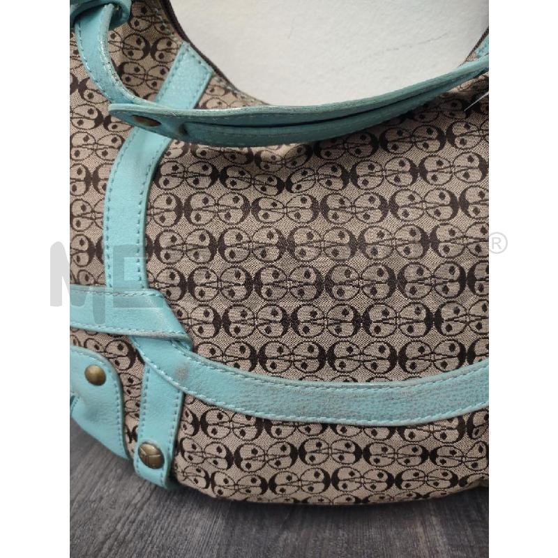 BORSA DONNA COCCINELLE TESSUTO PROFILI PELLE TURCHESE | Mercatino dell'Usato Settimo torinese 4
