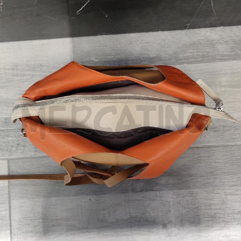 BORSA DONNA CROMIA IN PELLE CAMMELLO E ARANCIONE | Mercatino dell'Usato Settimo torinese 3