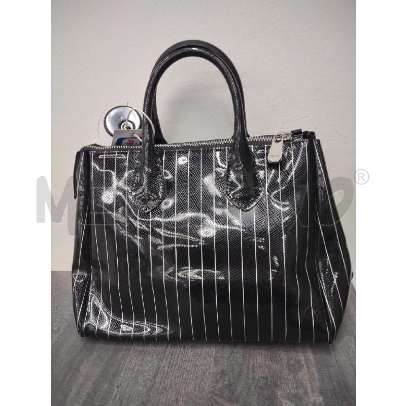 BORSA DONNA GUM NERA PLASTICA RIGHINE BIANCHE  | Mercatino dell'Usato Settimo torinese 2