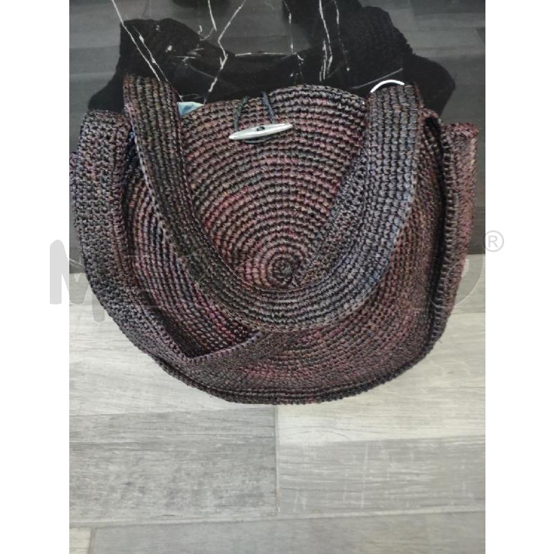 BORSA DONNA INTRECCIO MEZZALUNA NERA MARRONE | Mercatino dell'Usato Settimo torinese 1