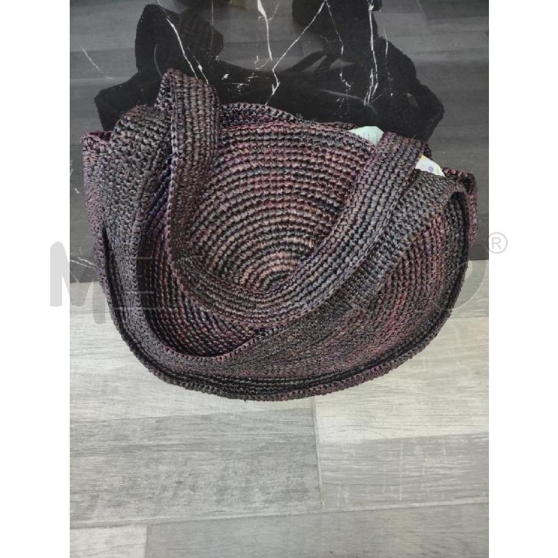 BORSA DONNA INTRECCIO MEZZALUNA NERA MARRONE | Mercatino dell'Usato Settimo torinese 2