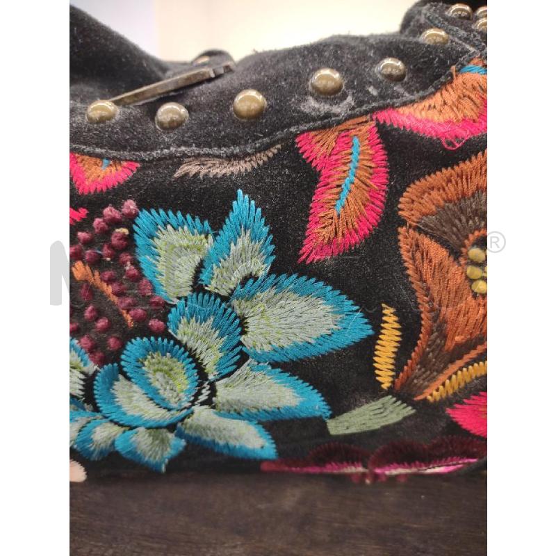 BORSA DONNA JUST CAVALLI PELLE SCAMOSCIATA RICAMO FIORI | Mercatino dell'Usato Settimo torinese 4