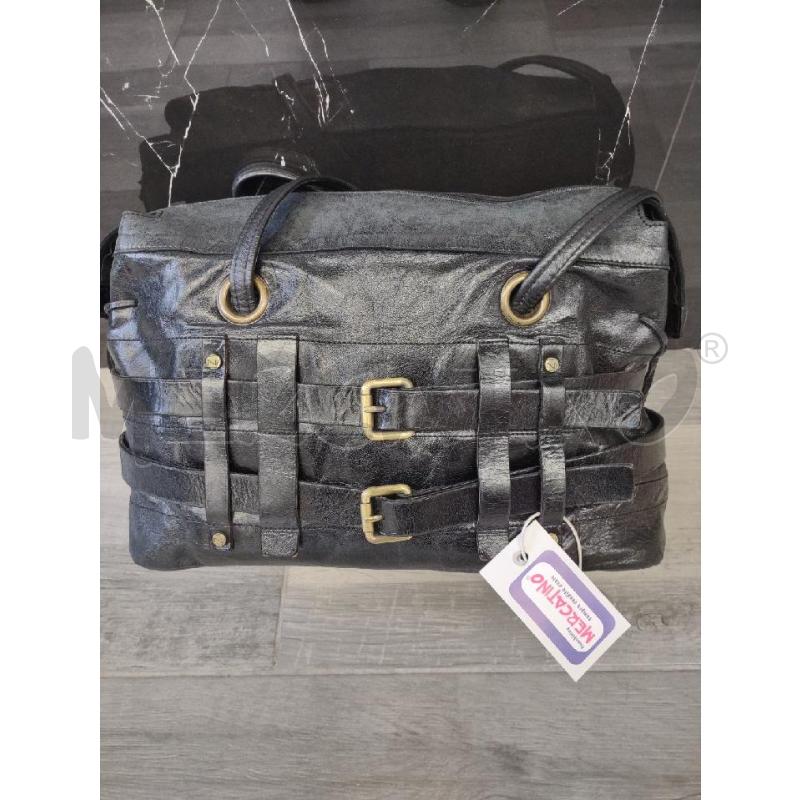 BORSA DONNA NANNINI PELLE NERA CINTURINI DOPPI | Mercatino dell'Usato Settimo torinese 1