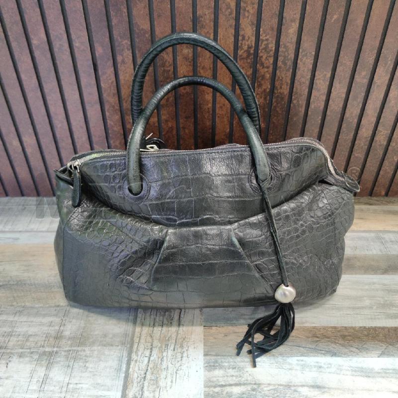 BORSA DONNA PELLE STAMPA COCCO NERA | Mercatino dell'Usato Settimo torinese 1