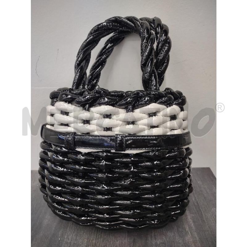 BORSA DONNA ROCCO BAROCCO CESTINO VERNICE NERO BIANCO  | Mercatino dell'Usato Settimo torinese 2
