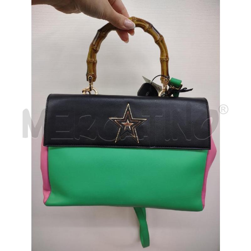BORSA DONNA SHOP ART VERDE NERA FUCSIA | Mercatino dell'Usato Settimo torinese 1