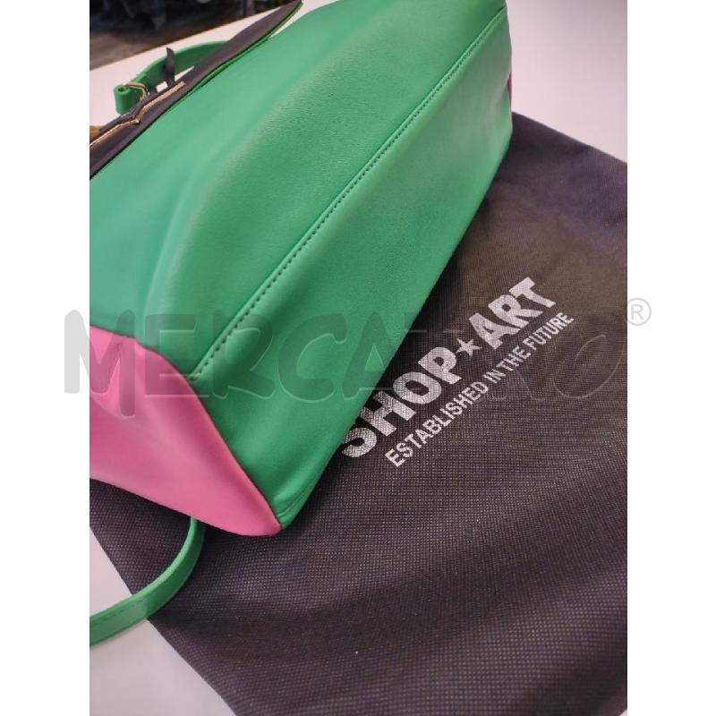 BORSA DONNA SHOP ART VERDE NERA FUCSIA | Mercatino dell'Usato Settimo torinese 3