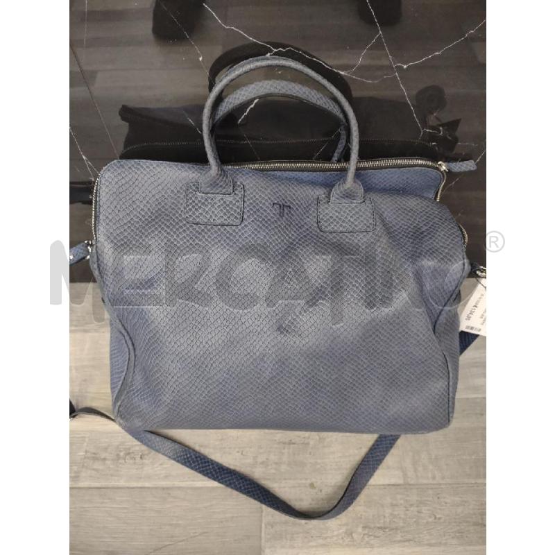 BORSA DONNA TANNERIE PELLE STAMPA SERPENTE BLU | Mercatino dell'Usato Settimo torinese 1