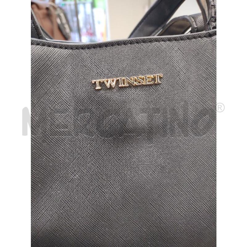 BORSA DONNA TWINSET NERA EFFETTO SAFFIANO | Mercatino dell'Usato Settimo torinese 3