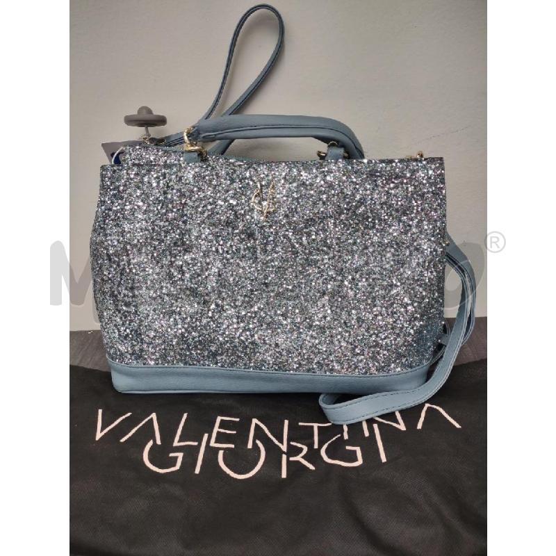 BORSA DONNA VALENTINA GIORGI CON TRACOLLA AZZURRO POLVERE LUREX | Mercatino dell'Usato Settimo torinese 1