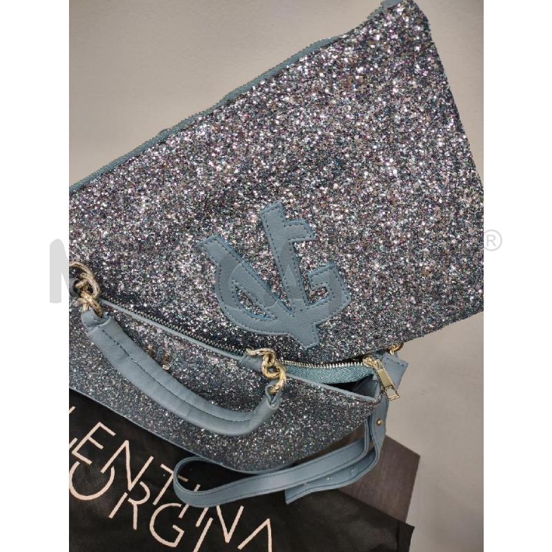 BORSA DONNA VALENTINA GIORGI CON TRACOLLA AZZURRO POLVERE LUREX | Mercatino dell'Usato Settimo torinese 2