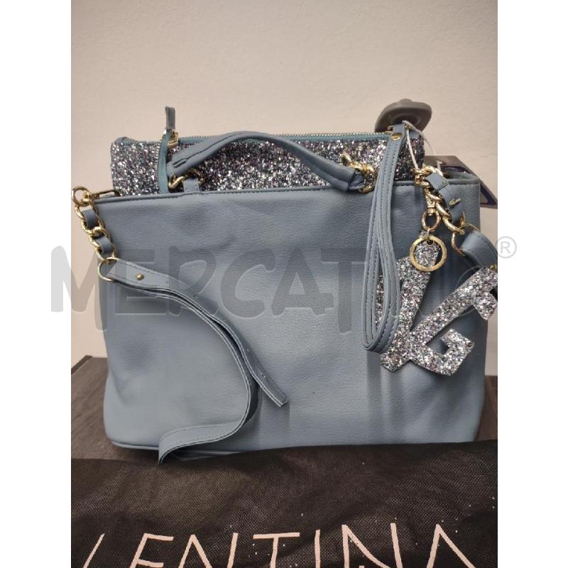 BORSA DONNA VALENTINA GIORGI CON TRACOLLA AZZURRO POLVERE LUREX | Mercatino dell'Usato Settimo torinese 3