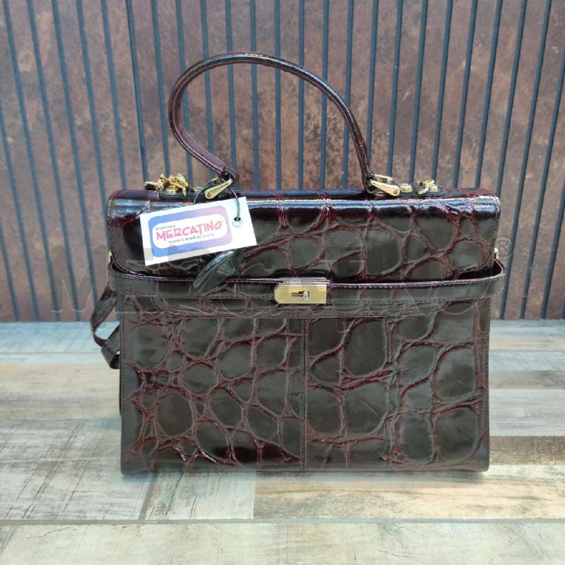 BORSA JOLLY PELLETTERIA PELLE STAMPA COCCO MARRONE | Mercatino dell'Usato Settimo torinese 1