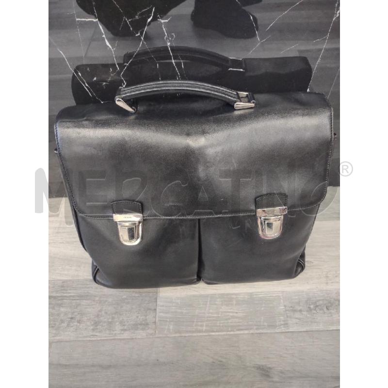 BORSA LAVORO PELLE PRADA NERA LISCIA METALL ARGENTATA | Mercatino dell'Usato Settimo torinese 1