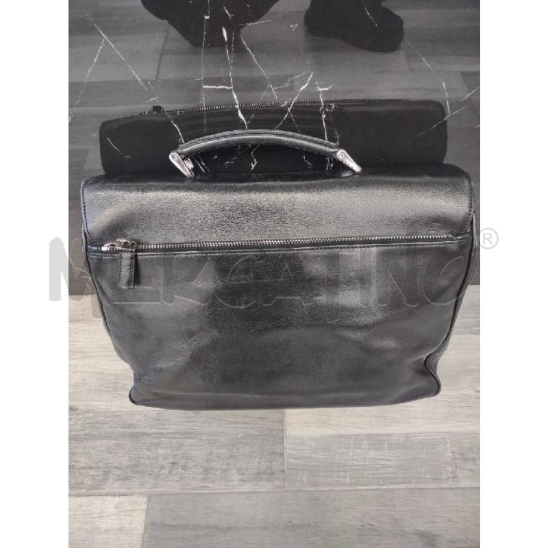 BORSA LAVORO PELLE PRADA NERA LISCIA METALL ARGENTATA | Mercatino dell'Usato Settimo torinese 2