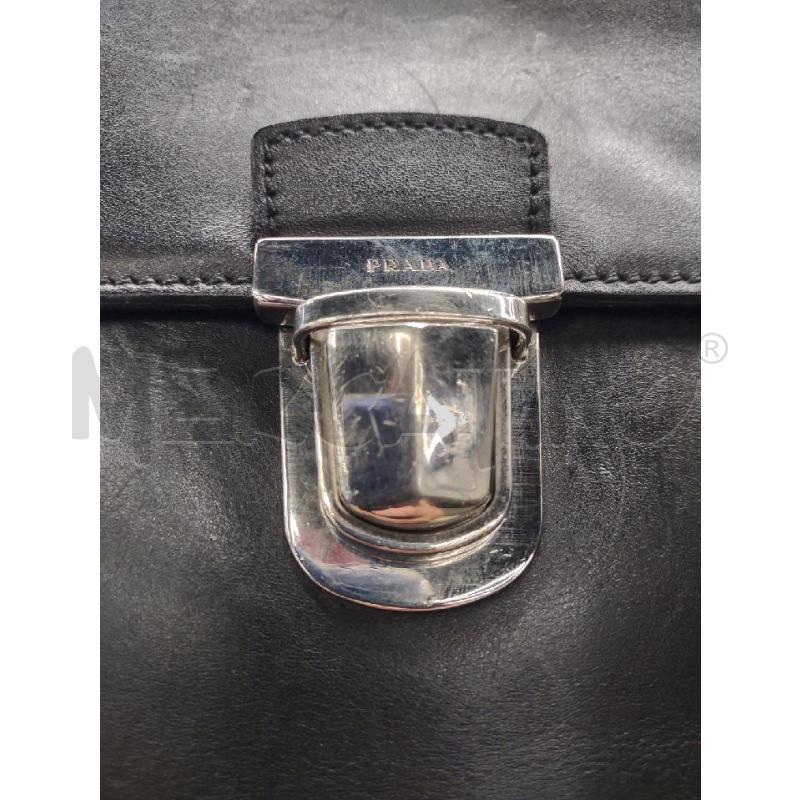 BORSA LAVORO PELLE PRADA NERA LISCIA METALL ARGENTATA | Mercatino dell'Usato Settimo torinese 3