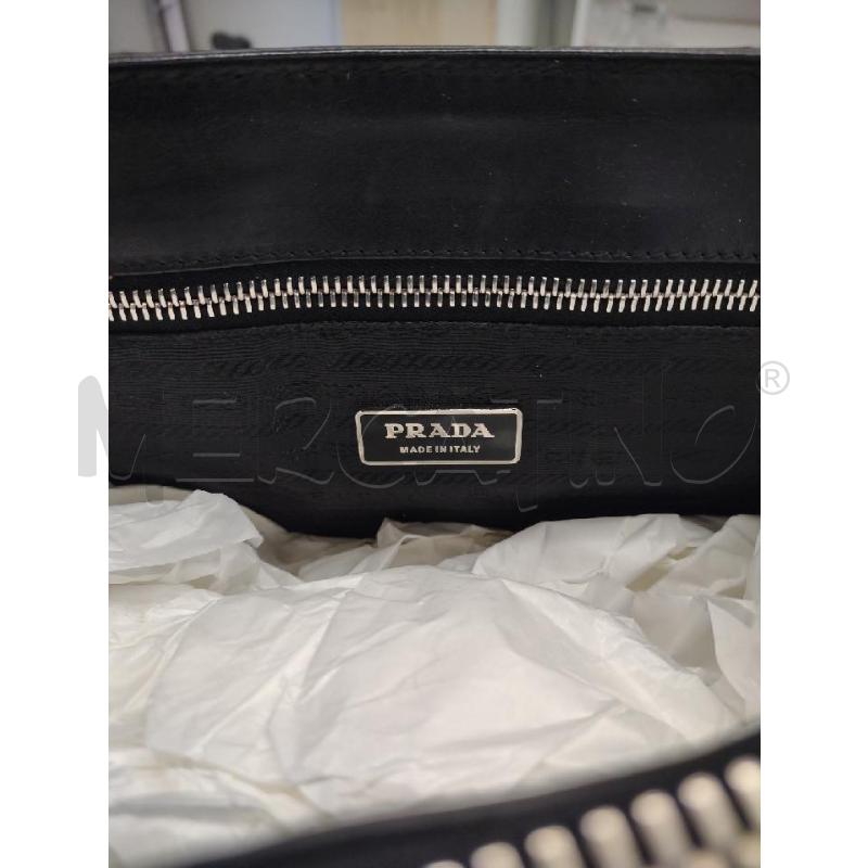 BORSA LAVORO PELLE PRADA NERA LISCIA METALL ARGENTATA | Mercatino dell'Usato Settimo torinese 4