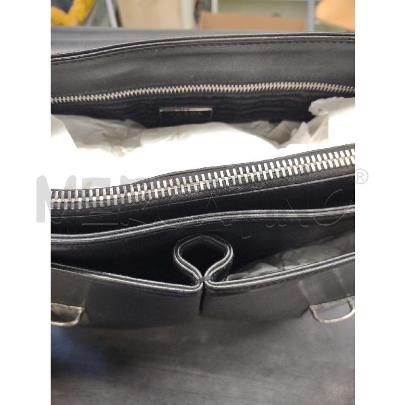 BORSA LAVORO PELLE PRADA NERA LISCIA METALL ARGENTATA | Mercatino dell'Usato Settimo torinese 5