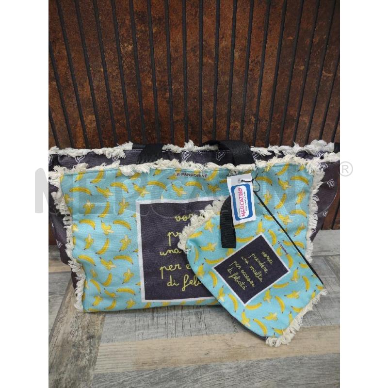 BORSA+POCHETTE MARE LE PANDORINE AZZURRE BANANE | Mercatino dell'Usato Settimo torinese 1
