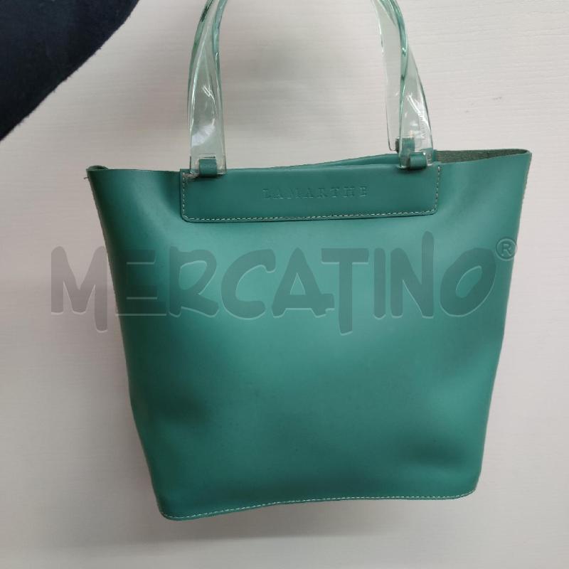 BORSETTA DONNA LAMARTHE PELLE TURCHESE MANICI PLASTICA DURA  | Mercatino dell'Usato Settimo torinese 1