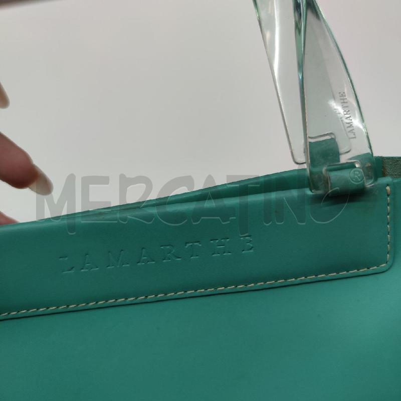 BORSETTA DONNA LAMARTHE PELLE TURCHESE MANICI PLASTICA DURA  | Mercatino dell'Usato Settimo torinese 3