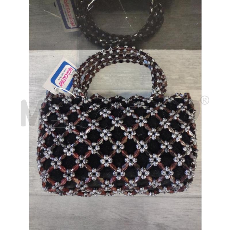 BORSETTA DONNA NERA PERLINBE ARGENTATE/ MARRONI | Mercatino dell'Usato Settimo torinese 1