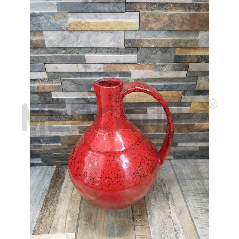 BROCCA CERAMICA ROSSA SMALTATA CON MANICO | Mercatino dell'Usato Settimo torinese 1