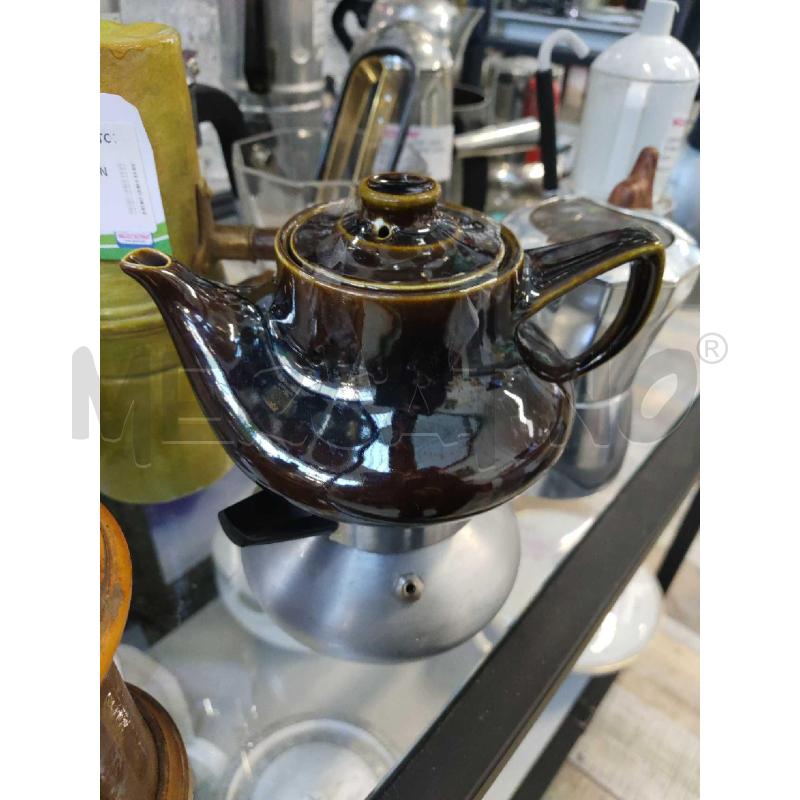 CAFETTIERA  CERAMICA MARRONE   E ACCIAIO | Mercatino dell'Usato Settimo torinese 1