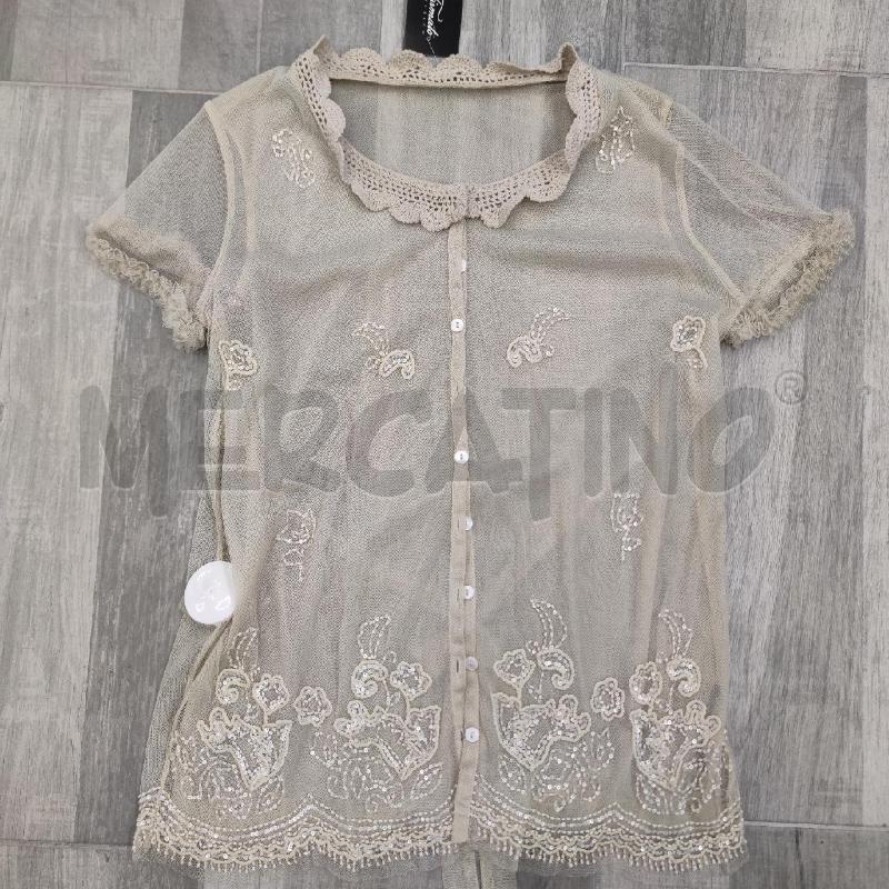 CAMICIA DONNA SITA MURT BEIGE RETATO PERLINE COLLETTO RICAMO  | Mercatino dell'Usato Settimo torinese 1