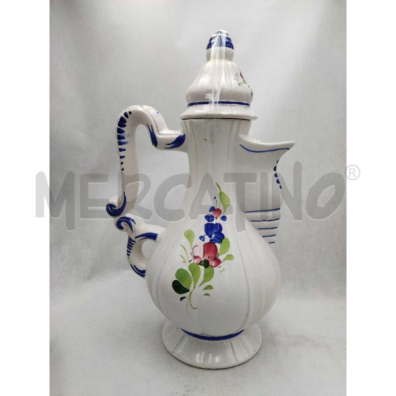 CARAFFA CON MANICO BLU E BIANCA DIPINTA CON FIORI | Mercatino dell'Usato Settimo torinese 3