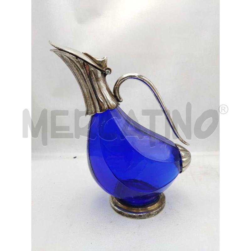 CARAFFA VETRO BLU E METALLO | Mercatino dell'Usato Settimo torinese 1