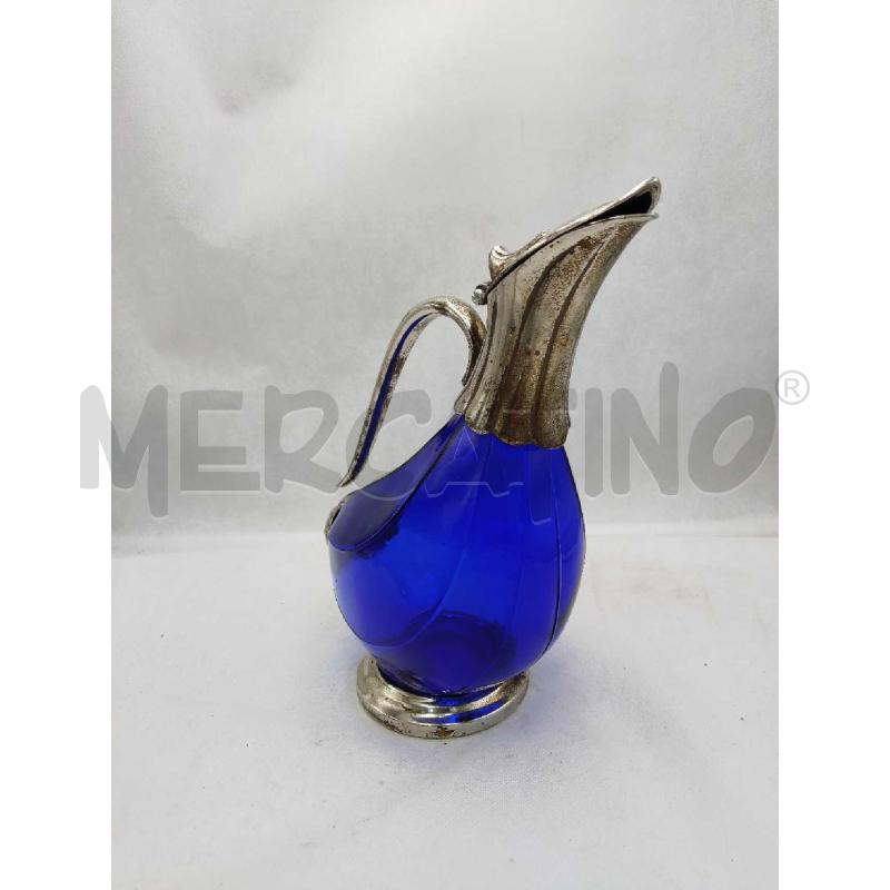 CARAFFA VETRO BLU E METALLO | Mercatino dell'Usato Settimo torinese 2