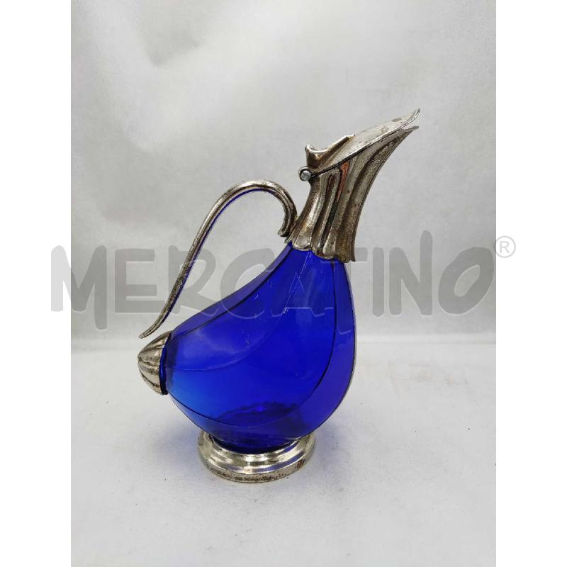 CARAFFA VETRO BLU E METALLO | Mercatino dell'Usato Settimo torinese 3