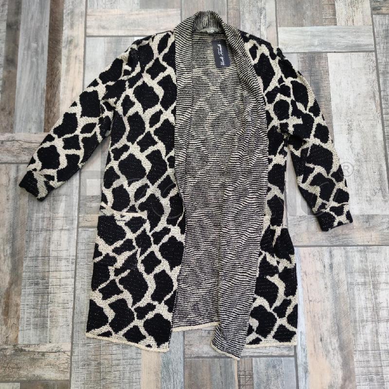 CARDIGAN DONNA LUNGO FRENCH RANGS NERO MACULATO | Mercatino dell'Usato Settimo torinese 1