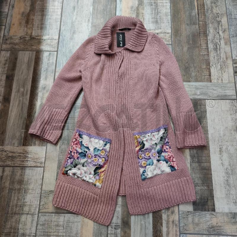 CARDIGAN LANA TERRE ALTE ROSA TASCHE FIORI | Mercatino dell'Usato Settimo torinese 1