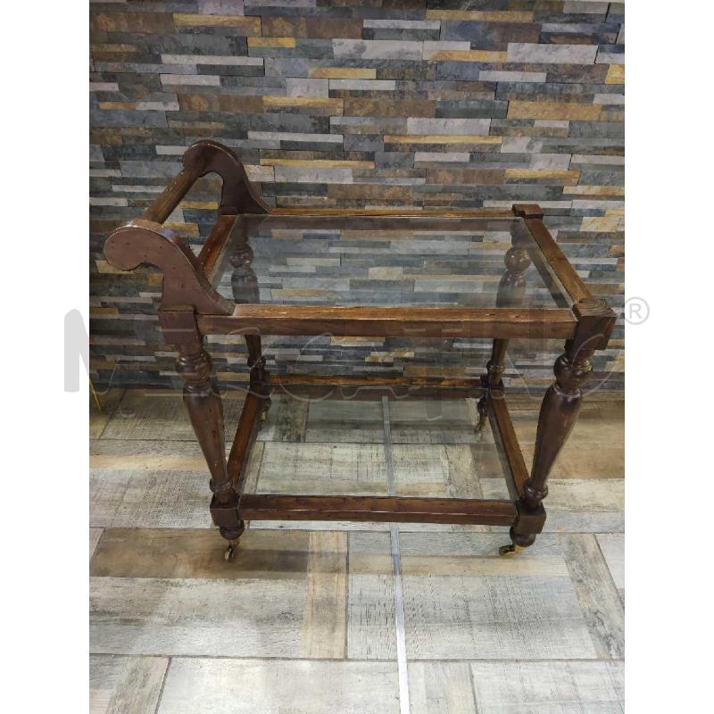 CARRELLINO LEGNO CON DOPPIO RIPIANO IN VETRO | Mercatino dell'Usato Settimo torinese 1